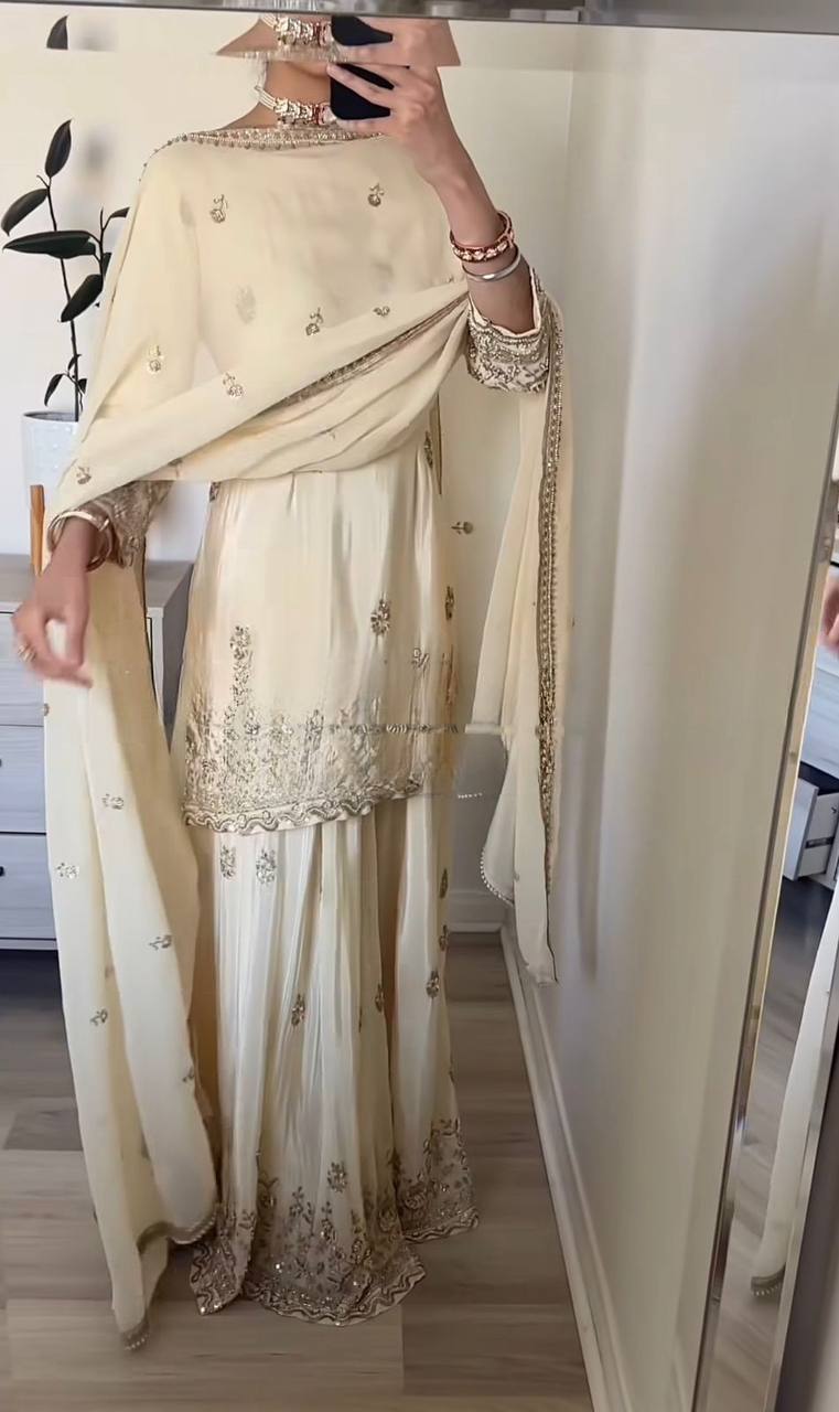 The Cinematic Cream Embellished Suit